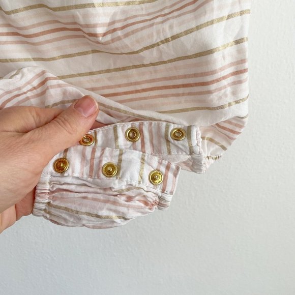 Rose Gold Striped Baby Romper Size 12 Months - Picture 5 of 6
